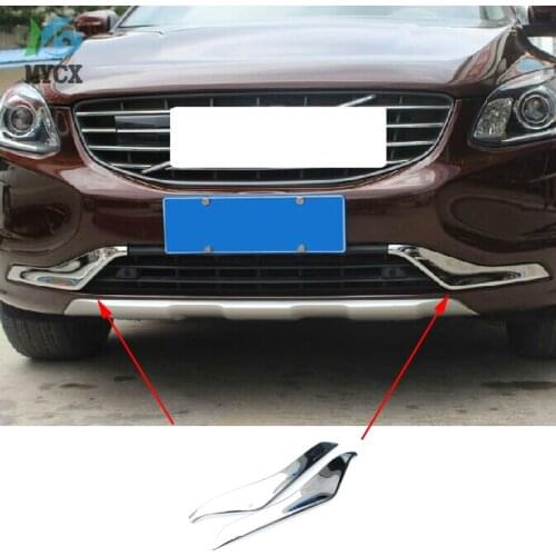 ABS Chrome Exterior Front Lower Grill Racing Bumper Protector Sticker Cover Trims Strips 2Pcs For volvo XC60 XC 60 2014