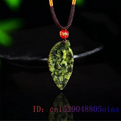 Green Jade Leaf Pendant Women Fashion Gift Accessories Chinese Carved Amulet Natural Gemstone Jewelry Necklace Charm