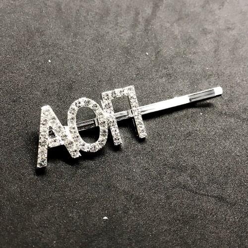 Popular University Greek society sorority jewelry DIY hairpin AOII crystal inlaid metal hairpin
