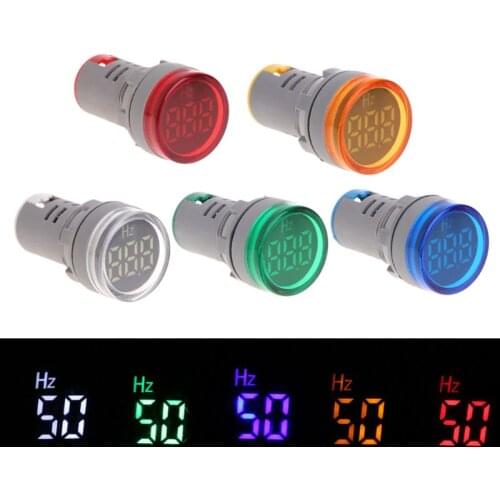 22mm LED Display AC Frequency Meter Electricity Hertz Indicator Hz Pilot Light Signal Lamp Lights Teste Measuring Range: 20-75Hz