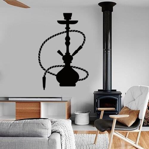 Vinyl Wall Sticker Hookah Shisha Smoking Logo Wall Window Decals Arabic Decal Arabic Culture Smoking Decor Vaper Store Sign C16