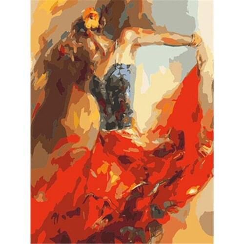 Woman Dance Printed Fabric 11CT Cross-Stitch Embroidery Full Kit DMC Threads Handiwork Needlework Sewing Handmade Floss