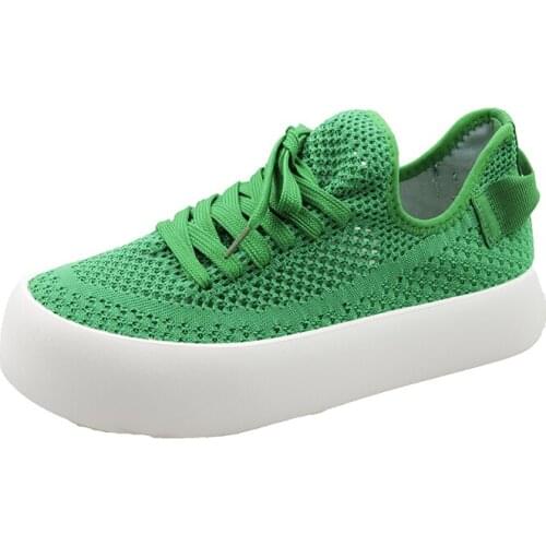 2021 New Lace Up Platform Sneakers Summer Mesh Breathable Shallow Women Shoes Casual Pure Color Comfortable Female Shoe