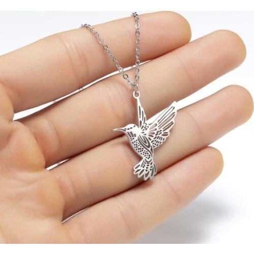 SMJEL Bohemian Hummingbird Necklace For Women Bird Italy Design Bird Necklaces Origmai Animal Bear Cat Pendant Necklace Wholesal