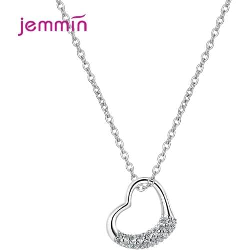 New Arrivals 925 Sterling Silver Zircon Love Heart Necklaces For Women Wedding Jewelry Long Necklaces New Statement Jewelry