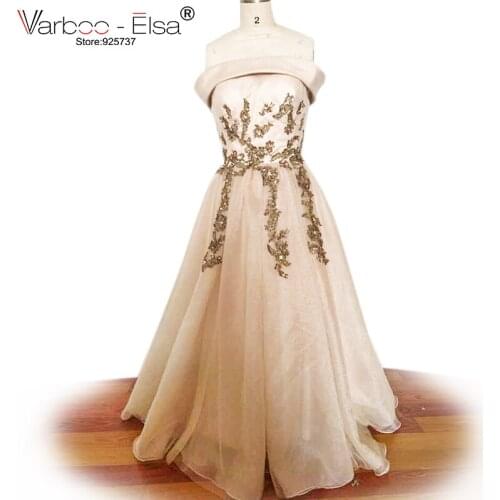 Fashion strapless tulle prom dress elegant appliques arabic evening dresses long 2018 high quality formal evening gowns dresses