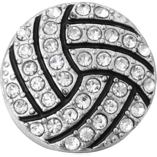 10pcs/lot High Quality Snap Button Jewelry Rhinestone Volleyball Snap Button Fit DIY 18mm Snap Bracelet Bangle Accessories