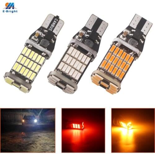 2PCS T15 W16W 921 912 Led Canbus Error Free Reverse Light Bulbs Auto Backup Lights 9-28V Non-polarity 4014 45SMD White Amber Red