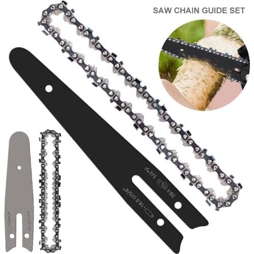 2 Pcs 4/6 Inch Chainsaw Chain And Chainsaw Guide Plate Replacement Electric Saw Parts Accessories For Wood Branch Cutting