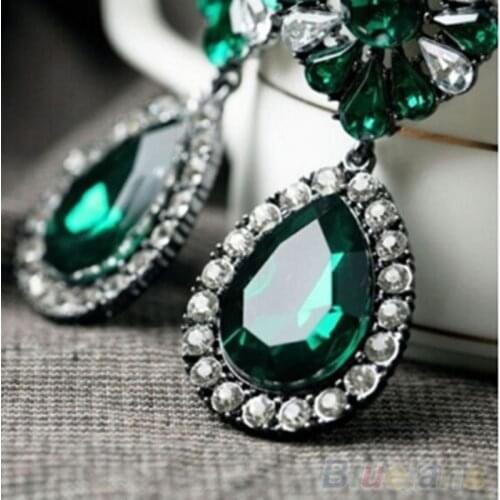 2020 NEW Arrival Fashion Earrings For Women Green Blue Crystal Girls Drop Earrings Statement Wedding Jewelry