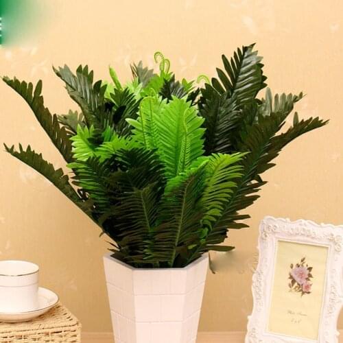 47cm 24 Leaf Artificial Boston Fern Bush Evergreen Palm Plant Tree Wedding Home Office Furniture Decor No Vase Green