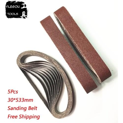 5 Pieces Sanding Belt 30*533mm Sanding Screen 1.2" x 21" Sanding Paper 533x30mm Band Screen With Grit 40 80 100 180 400 to 1000