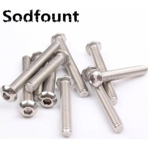 50pcs/Lot M2 yuan cup Half round head 304 Stainless Steel Hex Socket Head Cap Screw Bolts M2*3/5/6/8/10/12 mm