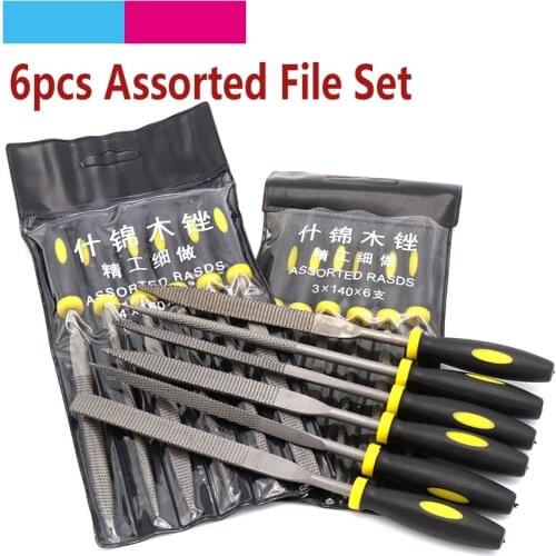 6pcs 140/160/180mm Assorted File Mini Rasp Diamond Needle File set Repair Tool Wood Grinding Hand File Tools