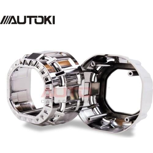 Autoki Projector Lens Shrouds for Mini Gatling Gun Square Shrouds Finish Chrome Auto Head Lamp Masks For Xenon Lens Retrofits