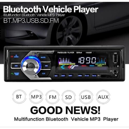 1 Din Bluetooth Car Radio MP3 Player 12V BT Hands-free Call Auto Stereo Audio MP3 Music Player Support FM USB AUX SD Card 1066B