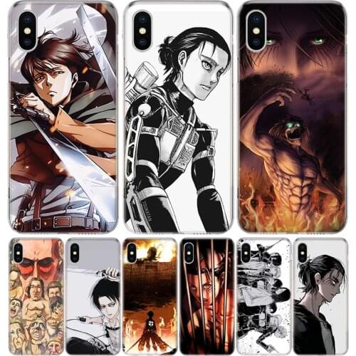 Anime Attack On Titan Eren Levi Cover Phone Case For Iphone 12 11 Pro 7 6 X 8 6S Plus XS MAX + XR 5S SE 10 9 Art TPU Coque Capa