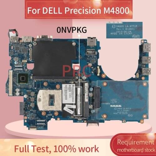 CN0NVPKG 0NVPKG For DELL Precision M4800 Laptop Motherboard LA-9771P SR17C DDR3 Notebook Mainboard