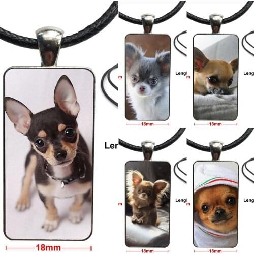 For Women Wedding Gift Funny Chihuahua Dog Puppy Fashion Necklace Handmade Rectangle Shape Choker Necklace Jewelry Multi Designs