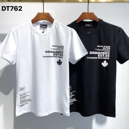 Dsquared2 Classic Men/Women Street Hip-Hop Round Neck Short-Sleeved T-Shirt Cotton Locomotive Letter Printing Casual Tee DT762