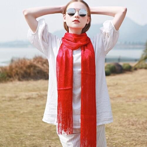 Genovega New Women Viscose Scarves Evening Metallic Glitter Scarf Female Lurex Scarf Shinning Tassel Long Solid Scarf For Lady
