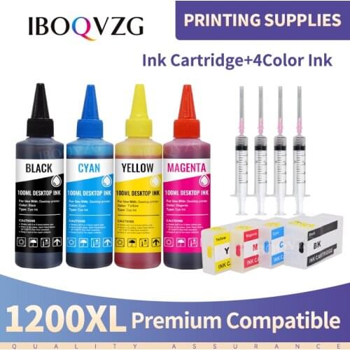IBOQVZG 400ml Dye Ink + For Canon PGI1200 PGI 1200 XL Refillable Ink Cartridge for Canon MAXIFY MB2020 MB2320 MB2120 MB2720