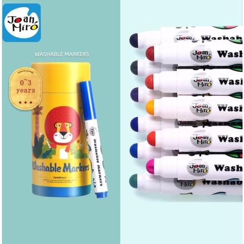 Joanmiro Round Head Washable Watercolor Education Painting Pen 12/24colors Children 0~3+ Years Learn Baby Drawing Kids Art Gift