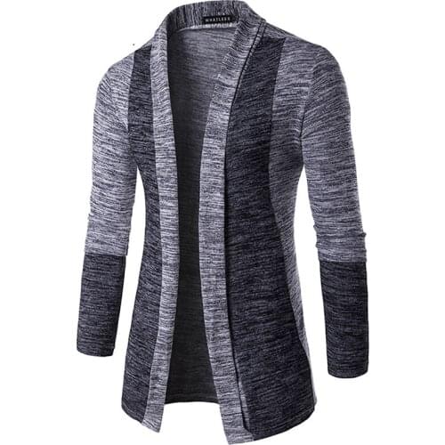 Shawl Collar Cardigan Men Pull Homme 2021 Fashion Autumn Slim Fit Long Mens Cardigans Casual Hit Color Knitted Cardigan Sweater