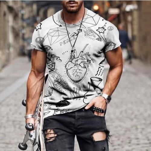 2021 summer short-sleeved casual loose T-shirt new oversized mens T-shirt simple strokes printing fashion T-shirt mens top T-s