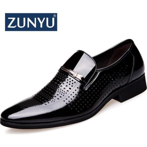 ZUNYU Hot Sale Men Dress Italian Leather Shoes Slip On Fashion Men Leather Moccasin Formal Male Shoes Pointed Toe Shoes For Men