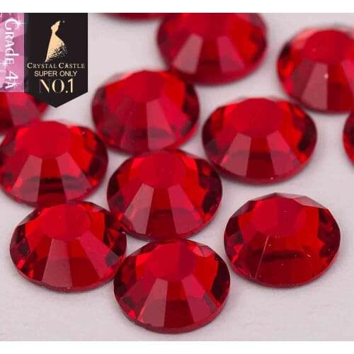 Small size grade 4A glass flatback rhinestone Light Siam non hot fix crystal none glue no hotfix strass rhinestones for nail Art