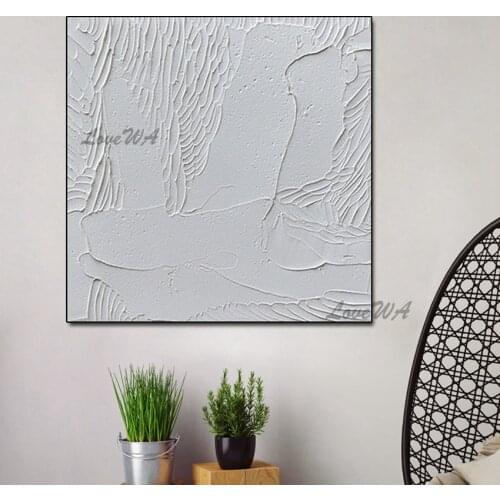 Unframe Decoration Modern Abstract Painting In Gray White New Arrival Hand Painted Oil Painting On Canvas Wall Home Decor Gift