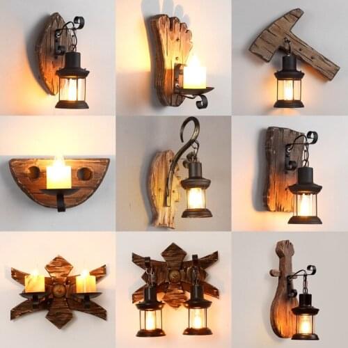 Nostalgic boat wood wall lamp industrial style creative clothing hot pot restaurant Bar Restaurant American style personalized
