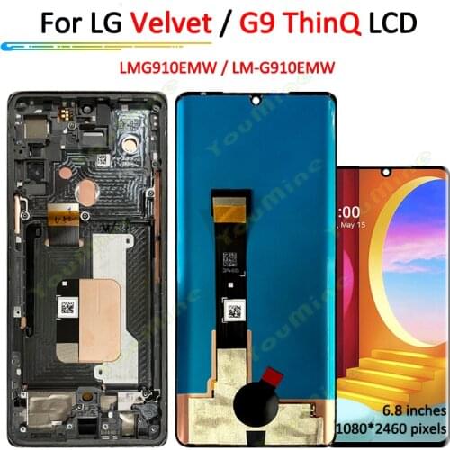 Original For LG Velvet G910 G900 G900N 5G LCD Display Touch Panel Screen Digitizer with frame For LG G9 ThinQ LCD LMG910EMW LCD