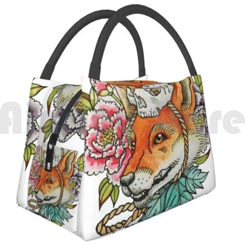 Portable Insulation Bag Kitsune 1633 Japan Japanese Folklore Fox Skull Legend Myth Chrysanthemum Tattoo Urban