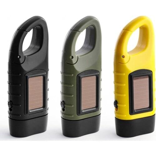 Flashlight Portable Rechargeable Waterproof Solar Powered Hand Crank Flashlight Emergency Light for Outdoor Camping
