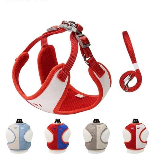 Pet Leash Suede Dog Harness Color Matching Breathable Cat Harness Reflective Dog Leash and Collar Set