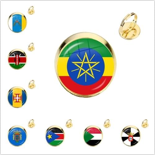 Ethiopia,Islas Canarias,Kenya,Sudan,Madeira,Melilla,South Sudan,Ceuta,Seychelles Glass Cabochon Adjustable Rings Jewelry Gift