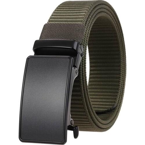 Mens Leather Belt Toothless Non-Porous Belt Casual Nylon Leather Belt Length:120cm,Suitable for:28''-46