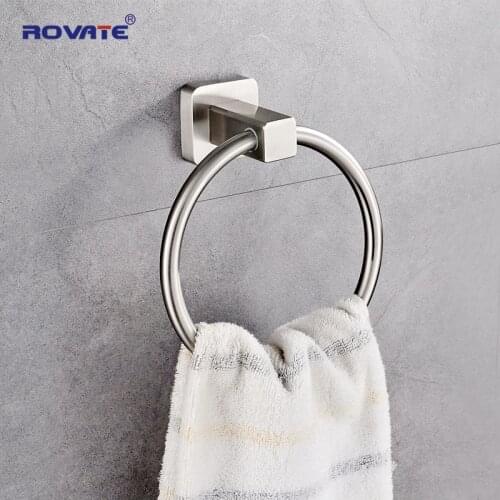 ROVATE Bathroom Towel Ring 304 Stainless Steel Toilet Wall Mount Round Towel Holder