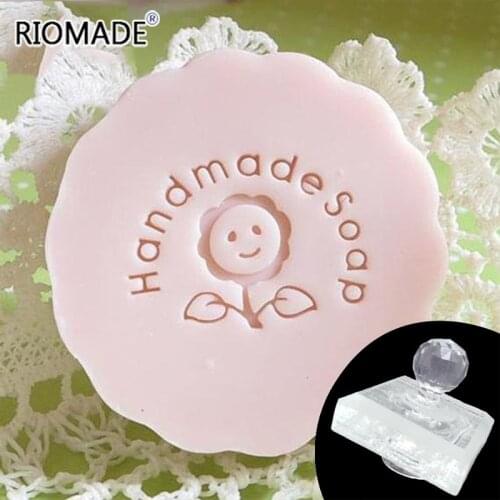 Handmade Smile Sunflower Soap Stamp Floral Pattern Diy Natural Organic Glass Soap Made Of Seal With Handle Acrylic Chapter Gift