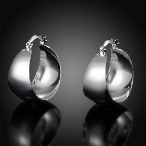 DOTEFFIL 925 Sterling Silver Smooth Convex Stud Earrings For Woman Wedding Engagement Fashion Party Charm Jewelry