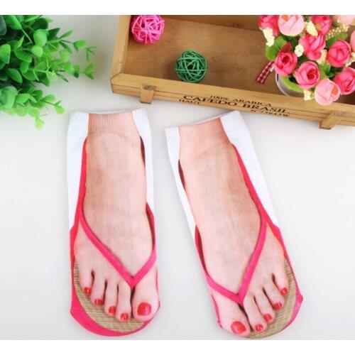 3D Printed Flip Flops Socks Cute Foot Funny Socks Slippers Outdoor Camping Hiking Running Comfortable Socks Women New
