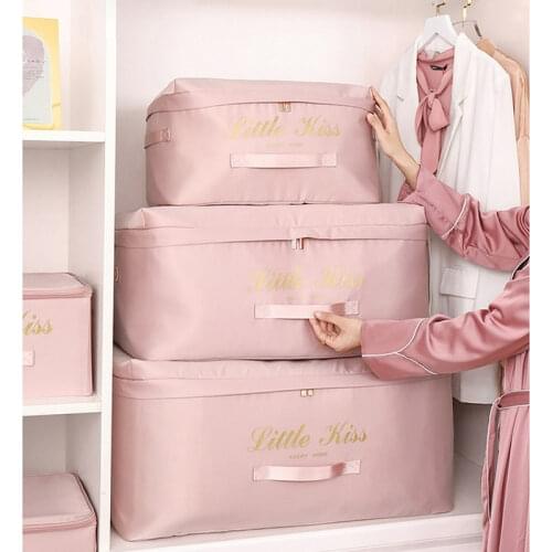 Clothes Quilt Storage Bag Organizer Large Capacity Satin Cloth Foldable Storage Bags With Zipper Closet Organizer Travel Home
