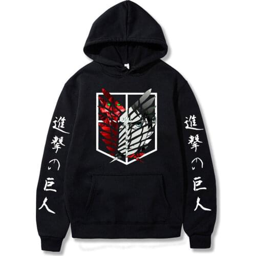 Japanese Anime Attack on Titan Hoodies Women Manga Graphic Sweatshirts Harajuku Streetwear Tops Harajuku Vintage Clothes Men