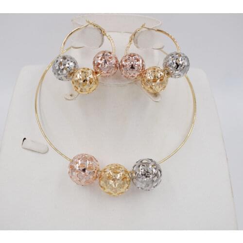 High Quality Dubai Gold color Jewelry Set For Women african beads jewlery fashion necklace set earring jewelry