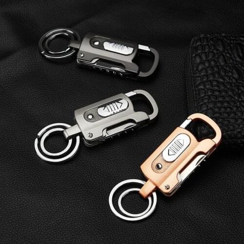 Rechargeable Electric Lighter Multifunctional USB Keychain Lighter Men Gift Wine Opener Knife Flashlight Slotted Screwdriver