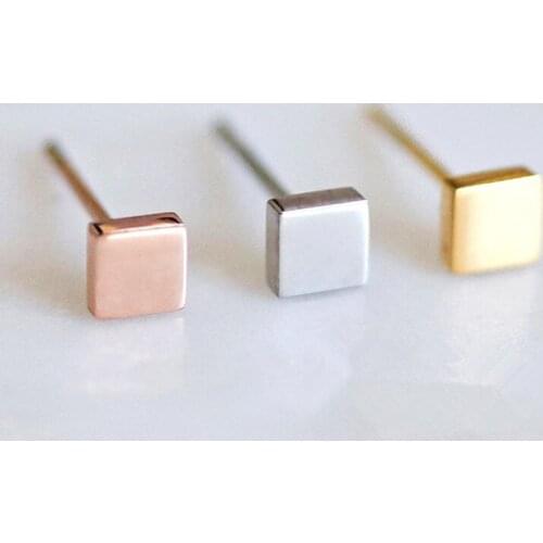 Simple Stainless Steel Small Stud Earrings for women Fashion Square Earrings for Girls Jewelry 2020 statement 3 colors YE14811