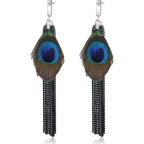 Women Earrings Peacock Style Female Earrings Feather Peacock Modeling Handmade Earrings Beautiful Wild Female