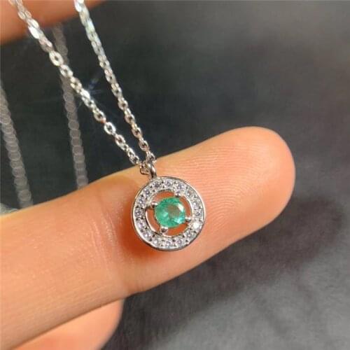 Natural Emerald Gemstone Note Modeling Pendant Necklace S925 Sterling Silver Simple Fashion Fine Jewelry for Women Hot